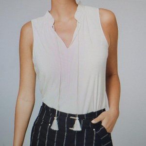 WHBM Black Matte Jersey Tassel Tank